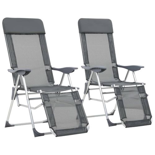 VidaXL campingstoel + voetensteun inklapbaar aluminium grijs 2 stuks