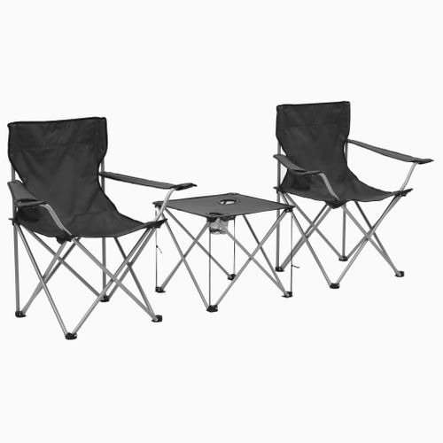 VidaXL campingstoelen en -tafel inklapbaar staal grijs 3-delig