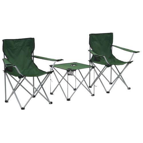 VidaXL campingstoelen en -tafel inklapbaar staal groen 3-delig