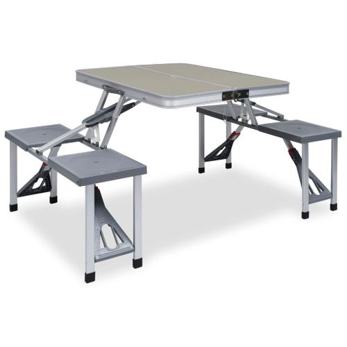 VidaXL campingtafel + zitjes inklapbaar aluminium/staal zilver