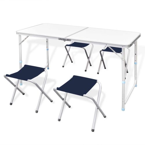VidaXL campingtafel inklapbaar en verstelbaar aluminium 120x60cm 4 stoelen