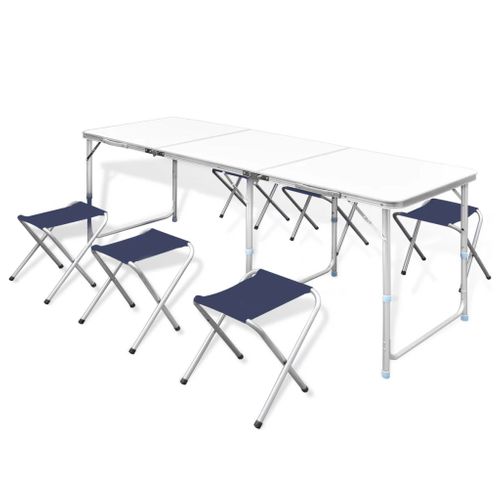 VidaXL campingtafel inklapbaar en verstelbaar aluminium 180x60cm 6 stoelen
